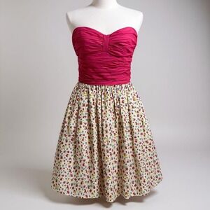 Betsey Johnson Vintage Small Punk Label Pink/Floral Sweetheart Neck Crinoline‎